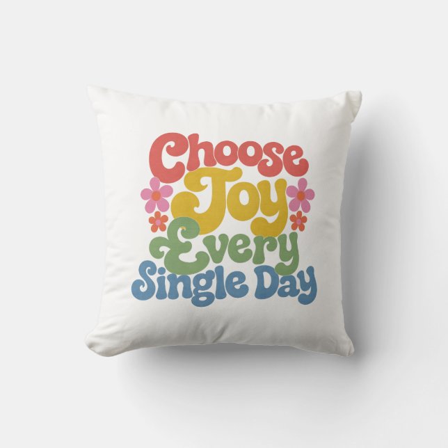 Choose Joy Every Single Day Retro Rainbow  Kussen (Voorkant)
