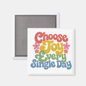 Choose Joy Every Single Day Retro Rainbow Magneet (Voorkant / Achterkant)
