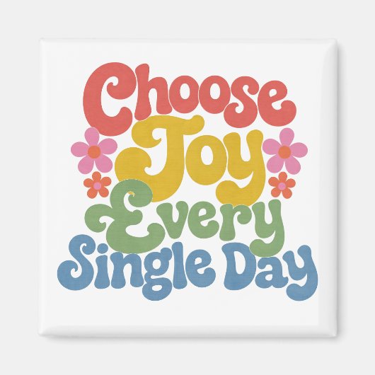 Choose Joy Every Single Day Retro Rainbow Magneet (Voorkant)
