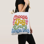 Choose Joy Every Single Day Retro Rainbow Tote Bag (Dichtbij)