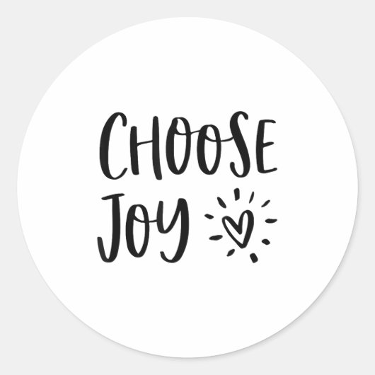 Choose Joy Hapness Heart Insrational Motivational  Ronde Sticker (Voorkant)