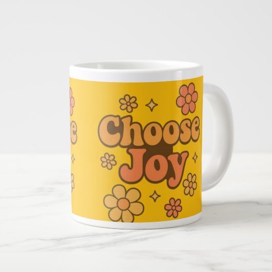 Choose Joy Minimalist Art - Positive Mindset Print Grote Koffiekop (Voorkant rechts)