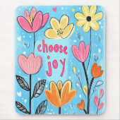 Choose Joy Whimsical Folk Art Floral Muismat (Voorkant)
