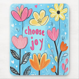 Choose Joy Whimsical Folk Art Floral Muismat
