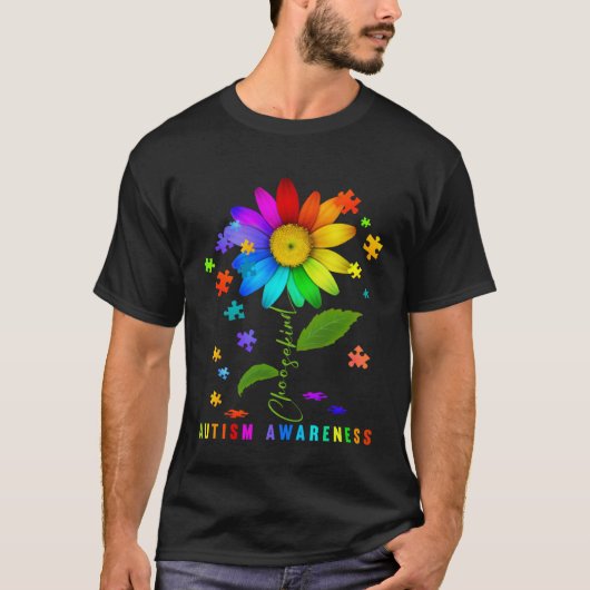 Choose Kind Autism Awareness Sunflower Puzzle For  T-shirt (Voorkant)