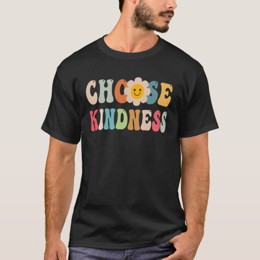 Choose Kindness Retro Groovy Daisy Be Kind Inspira T-shirt (Voorkant)