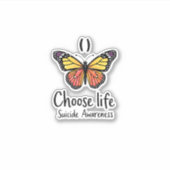 Choose life suicide Awareness Colorful Dragonfly T Sticker (Voorkant)