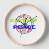 Choose Peace Modern Typography Wall Clock with Min (Voorkant)