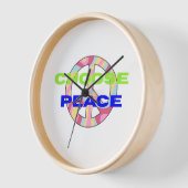 Choose Peace Modern Typography Wall Clock with Min (Hoek)