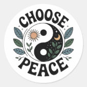 Choose Peace Yin-Yang Sticker (Voorkant)