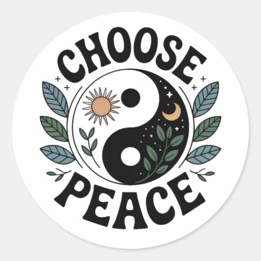 Choose Peace Yin-Yang Sticker (Voorkant)