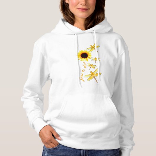 "Choose To Shine" Zonnebloem & Dragonfly Vrouwen Hoodie (Voorkant)
