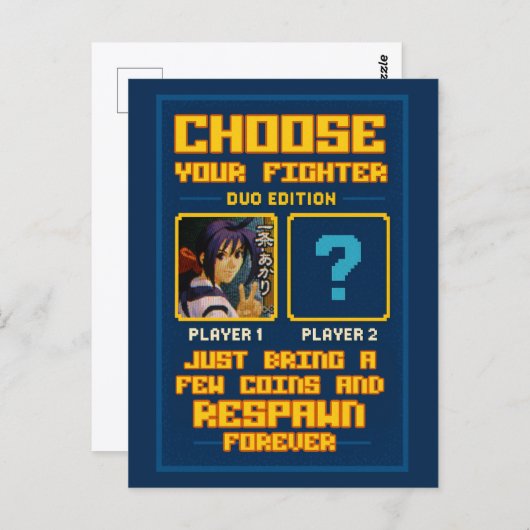 „Choose Your Fighter – Duo Edition“ – Retro Briefkaart (Voorkant / Achterkant)