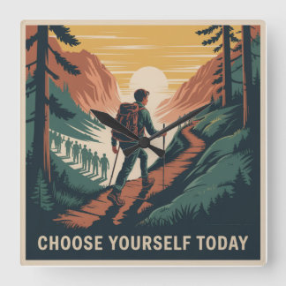 Choose Yourself Today Vierkante Klok