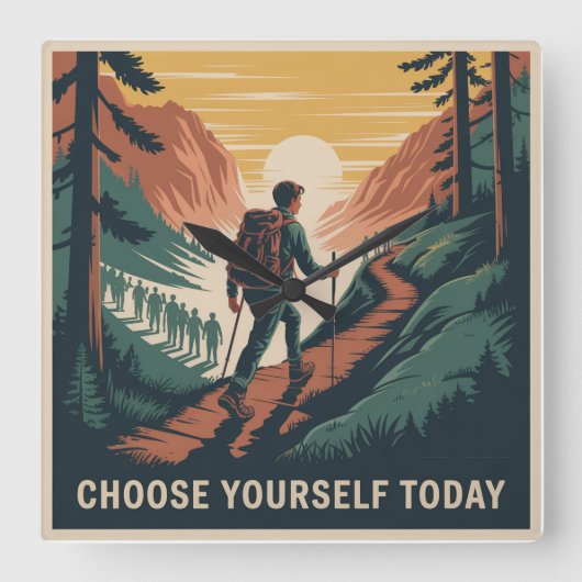 Choose Yourself Today Vierkante Klok (Voorkant)