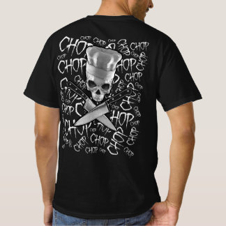 Chop Chop Funny Manic Chef Skull T-shirt