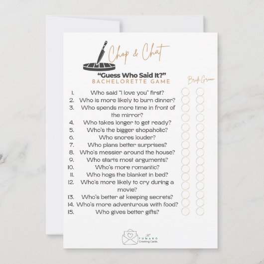 Chop en Chat :Guess die zei dat het ?Holiday Kaart (Achterkant)