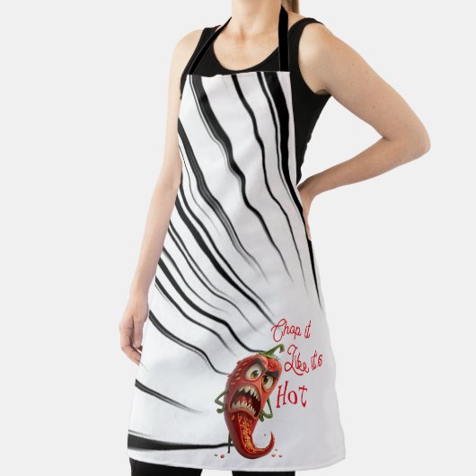 “Chop It Like It’s Hot” All-Over Print Apron Schort (Insitu)