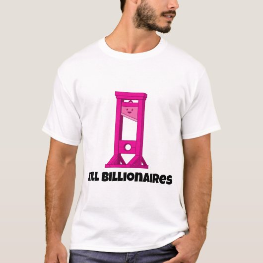Chop miljardairs Roze Guillotine Mannen T-Shirt (Voorkant)