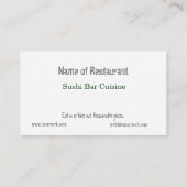 Chop Sticks N Sushi Chinese Food Restaurant Visitekaartje (Achterkant)