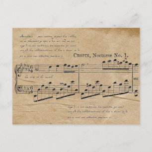 Chopin Nocturne Sheet Music Franse tekst Briefkaart