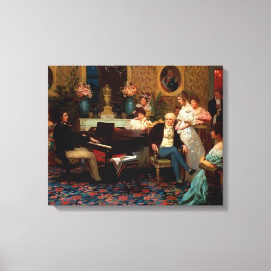 Chopin spelen op de piano canvas afdruk (Voorkant)
