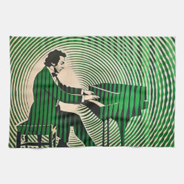 Chopin spelen Piano in optische illusie stijl Theedoek