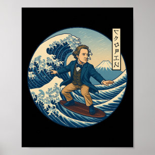 Chopins Clicale Muzikant Ukiyo-e Surfen Katakana  Poster