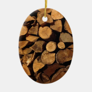 Chopped Fire Wood Keramisch Ornament