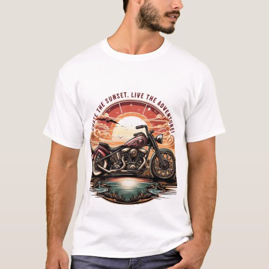 Chopper bij zonsondergang T-shirt (Voorkant)