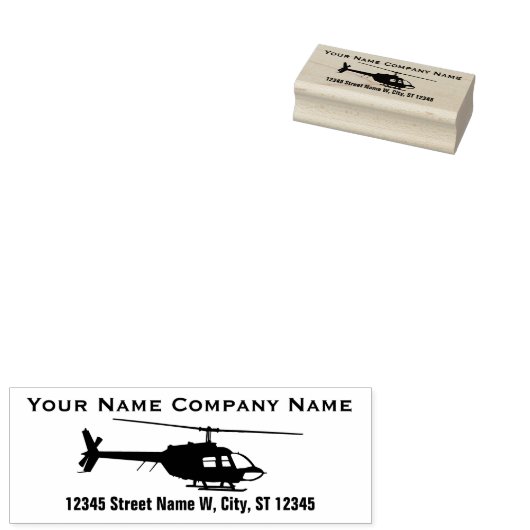 Chopper Helikopter Silhouet met 2 regels tekst Rubberstempel (Gestempeld)