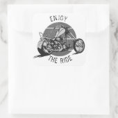  Chopper Motorcycle Geniet van de rit Vierkante Sticker (Tas)