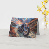 Chopper Motorcycle Kaart - Sunset Achtergrond (Gele Bloem)