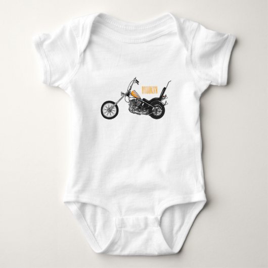 Chopper Motorfiets 1950 cartoon illustratie Romper (Voorkant)