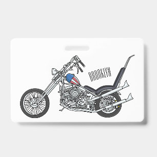Chopper-motorfiets 1950 cartooneske illustratie badge
