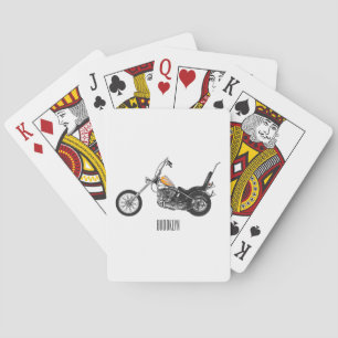 Chopper-motorfiets 1950 cartoonillustratie pokerkaarten