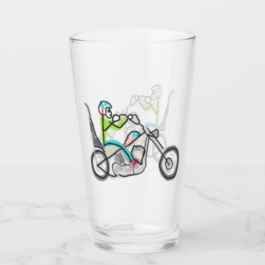 Chopper Motorfiets Stickman Glas (Achterkant)