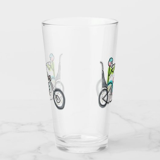 Chopper Motorfiets Stickman Glas (Rechts)