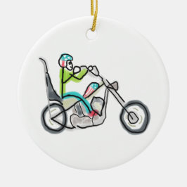 Chopper Motorfiets Stickman Keramisch Ornament