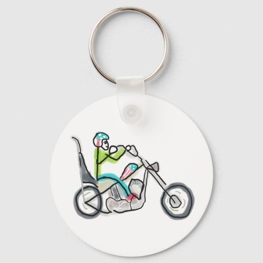 Chopper Motorfiets Stickman Sleutelhanger (Voorkant)