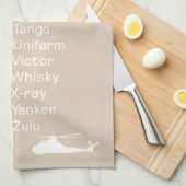 Chopper piloot helikopter taupe fonetisch alfabet theedoek (Quarter Fold)