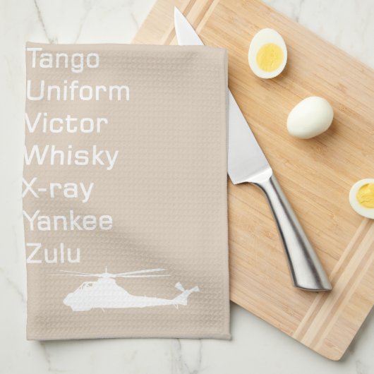 Chopper piloot helikopter taupe fonetisch alfabet theedoek (Quarter Fold)