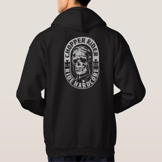 Chopper Skull Rider Motorcycle Ride Hardcore Hood Hoodie (Achterkant)