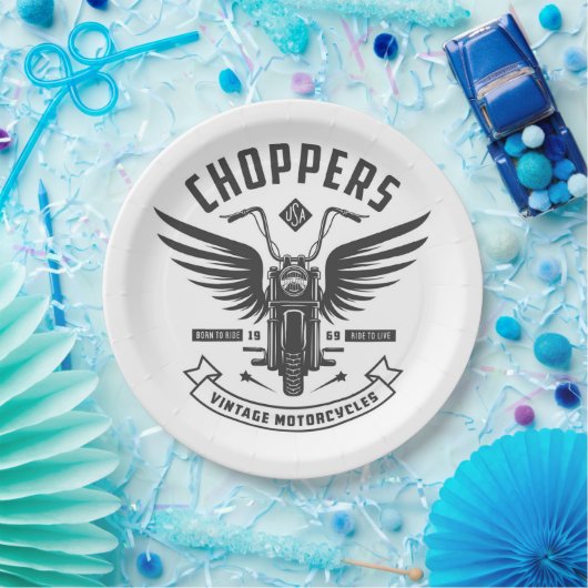 Choppers motorfietsen papieren bordje (Feest)