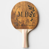 Chopping Block Leaf Wedding Monogram Tafeltennisbatje (Achterkant)