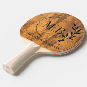 Chopping Block Leaf Wedding Monogram Tafeltennisbatje (Voorkant Gekanteld)