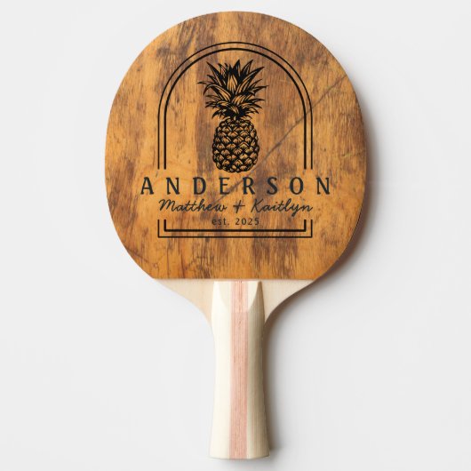 Chopping Block Pineapple Wedding Arch & Name Tafeltennisbatje (Voorkant)