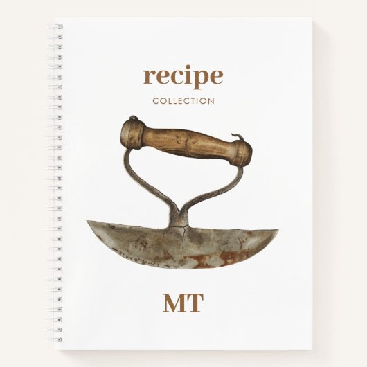 Chopping Knife Recipe Cookbook Monogram Notitieboek (Voorkant)