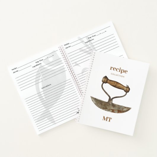 Chopping Knife Recipe Cookbook Monogram Notitieboek (Binnen)