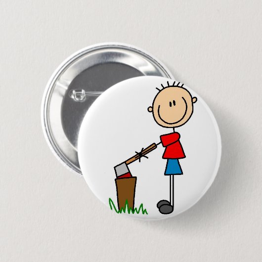 Chopping Wood Stick Figuur Button (Voorkant /achterkant)